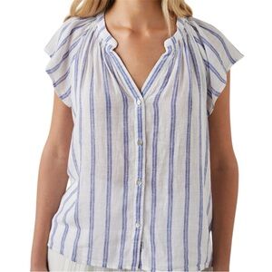 Rails Alena Striped Button Front Flutter Sleeve Blouse